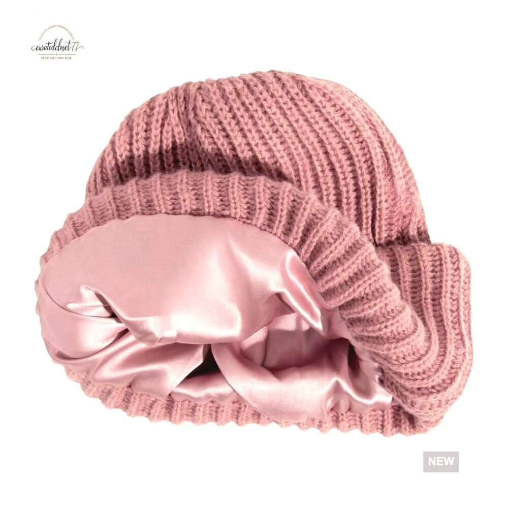Satin Lined Beanie Unisex Winter Hat Anti-Frizz Hair Protection